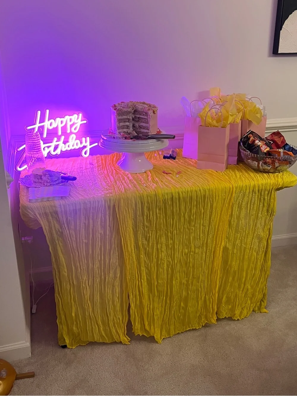 Happy Birthday LED Sign - White Neon Script